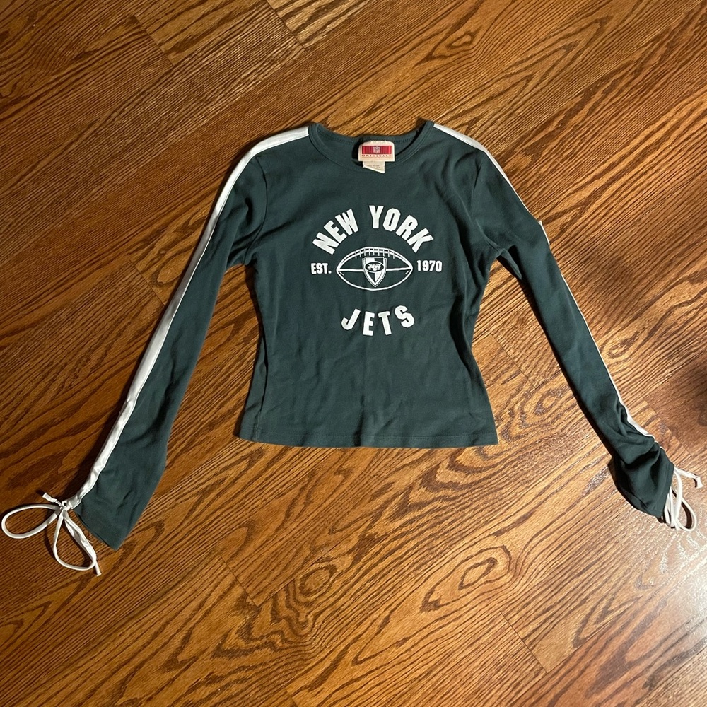 Vintage NFL Originals Jets Green Long Sleeve Shirt with Ties at Wrists